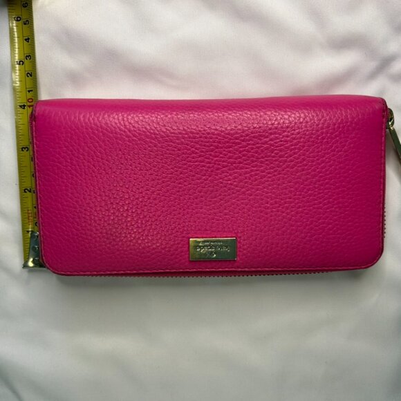 Kate Spade Bright Pink Long Zippy Zip Around Organization Leather Wallet Large - Picture 12 of 15